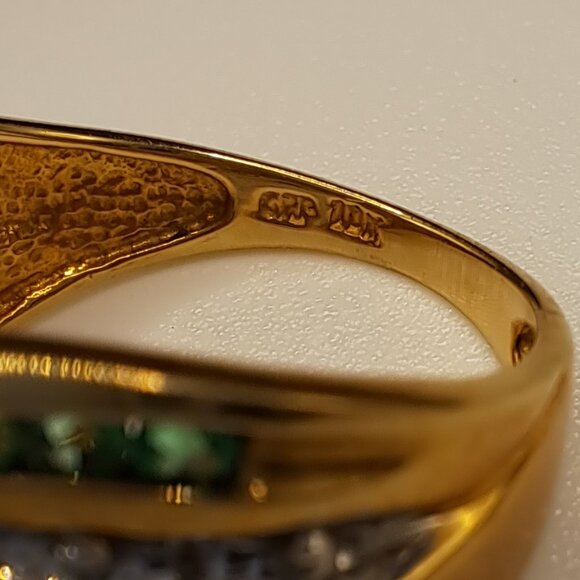 Emerald Diamond 10K Gold Ring Size 6.5 Christmas Special - Picture 7 of 13